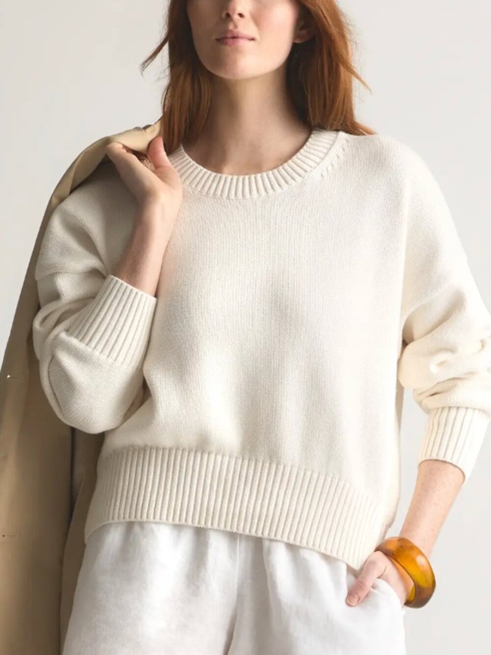 Quince 100% Organic Cotton Crewneck Sweater M Hand Dyed Coral Red - Picture 7 of 7